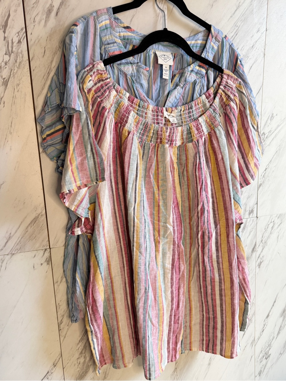 Bundle of 2: St. John's Bay & Beach Lunch Lounge Stripe Blouse Lot Size 3X - Picture 2 of 11
